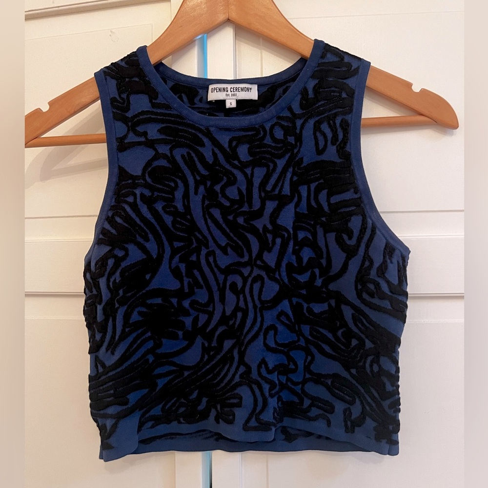 Opening Ceremony navy blue and black cropped tank size S